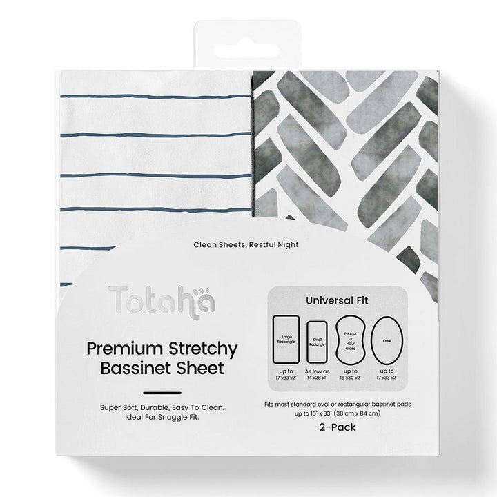 TotAha Jersey Knit Bassinet Cradle Sheets - Buffalo & Color Block