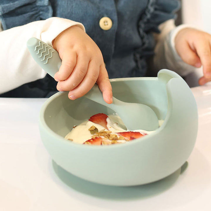TotAha Silicone Suction Baby Bowl - Stone & Cloudy Mauve