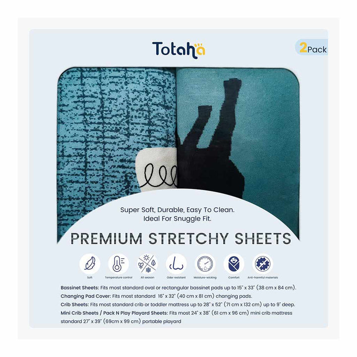 TotAha Crib Sheets - Geometric Elephant & Taylor