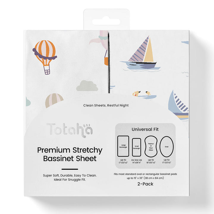 TotAha Jersey Knit Bassinet Cradle Sheets  - Air Balloon & Sailboat