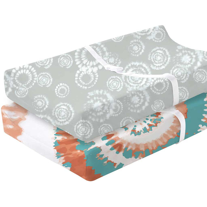 TotAha Changing Pad Covers - Pink Buds & Green Leaves