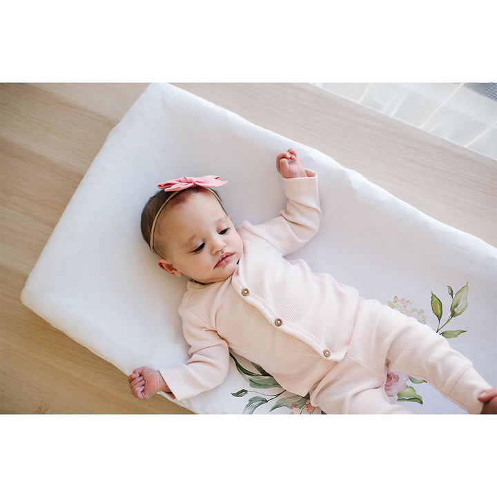 TotAha Changing Pad Covers - Pink Buds & Green Leaves