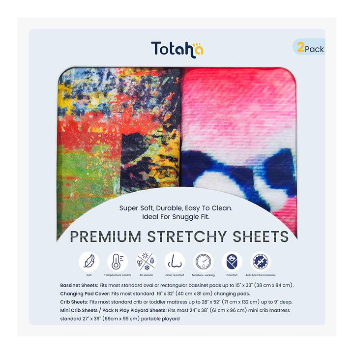 TotAha Pack N Play Playard Sheets - Celadon & Golden Flower