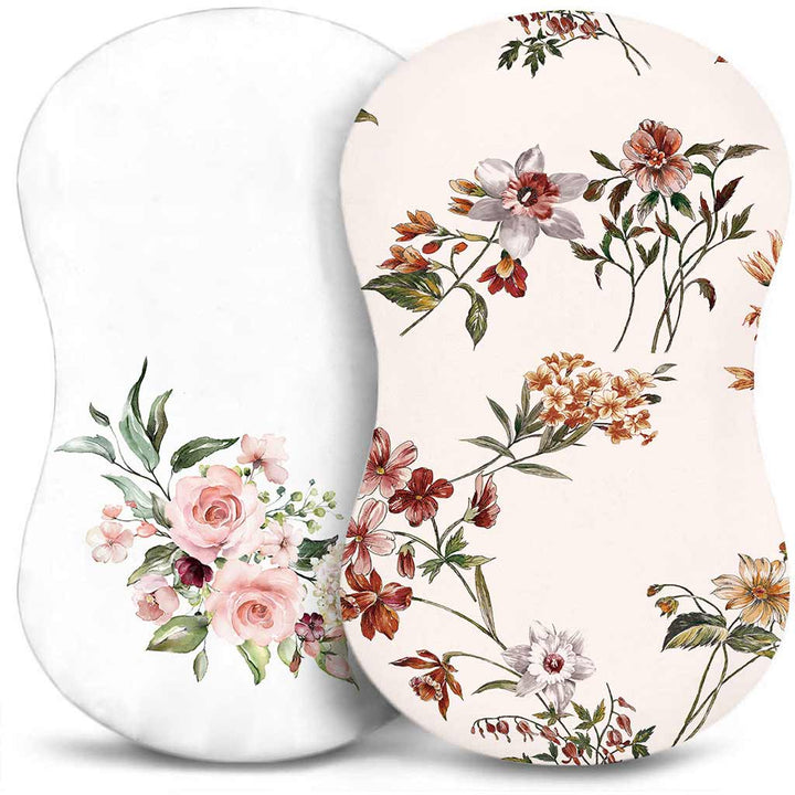 TotAha Jersey Knit Bassinet Cradle Sheets - Summer Floral & Spring Floral