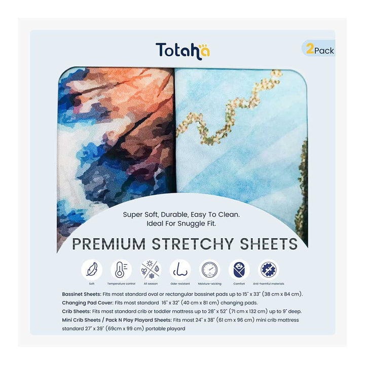 TotAha Jersey Knit Bassinet Cradle Sheets - Geometric Elephant & Taylor
