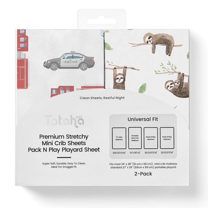 TotAha Pack N Play Playard Sheets - Woods & Dinosaurs