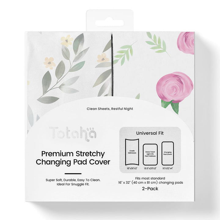 TotAha Changing Pad Covers - Colorful Floral & Blue Flowers