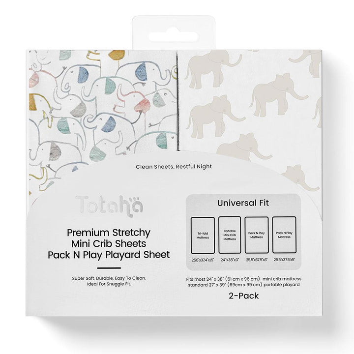 TotAha Pack N Play Playard Sheets - Geometric Elephant & Taylor