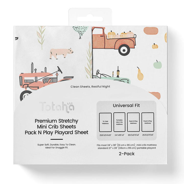 TotAha Pack N Play Playard Sheets - Farm & Pumpkin
