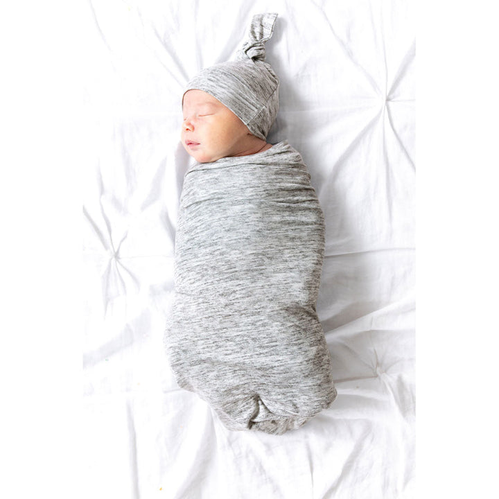 TotAha Baby Swaddle Set with Baby Beanie Hat - Grey